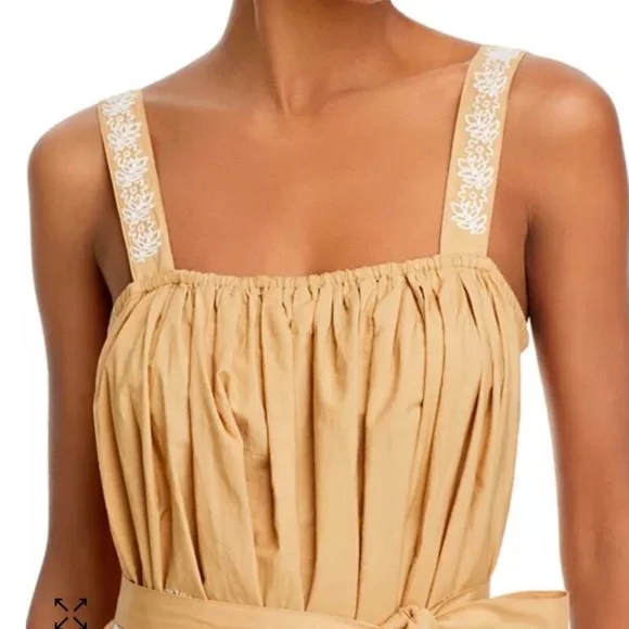MOTHER TAN EMBROIDERED DRESS LARGE 💯 COTTON - Picture 3 of 12